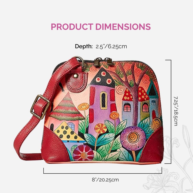 Anna by Anuschka Women's Hand Painted Genuine Leather Small Multi Compartment Zip-Around Organizer - Village of Dreams - Image 4